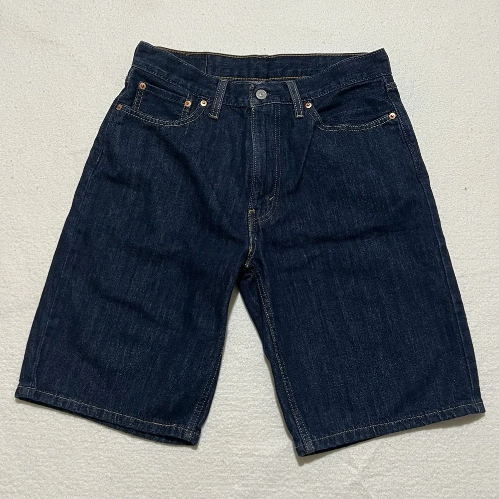 Levi's 469 Loose Denim Shorts Men's W32 Blue Dark Wash Skater 90's Grunge